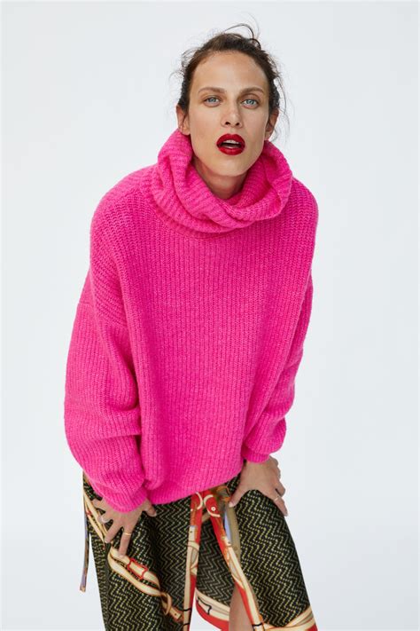 zara pink sweater|pink oversized knit sweater.